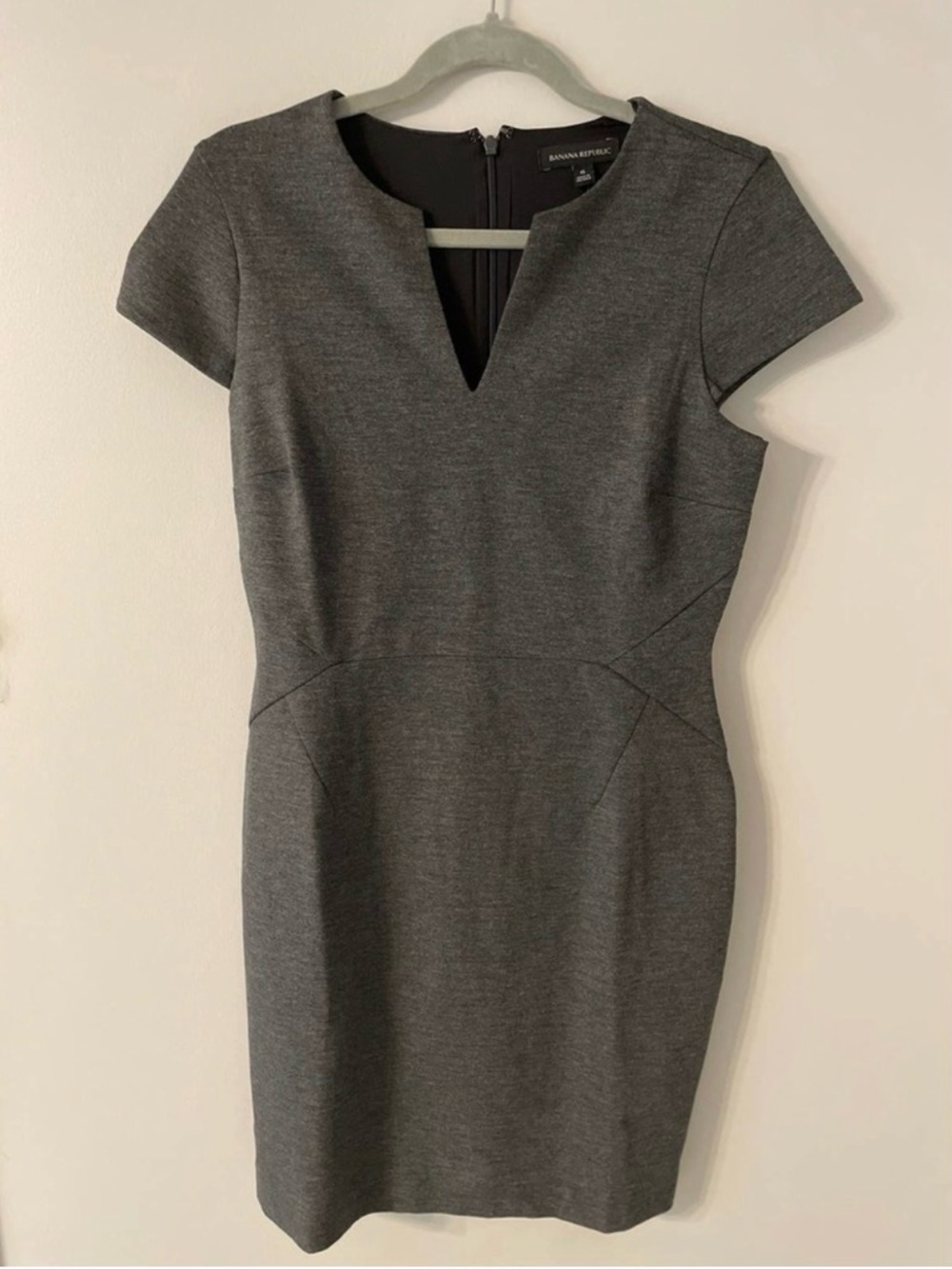 Banana Republic Charcoal Gray Notch-Neck Sheath Mini Dress